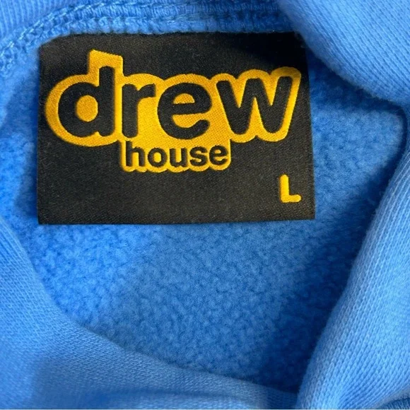 Drew House Secret Hoodie in Sky Blue Yellow Logo Size Large - Picture 2 of 7